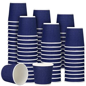 yaomiao 200 pcs 4 oz disposable espresso cups ripple corrugated paper disposable coffee cups insulated hot cups ripple cups for party cold drinks hot beverage tea (blue)
