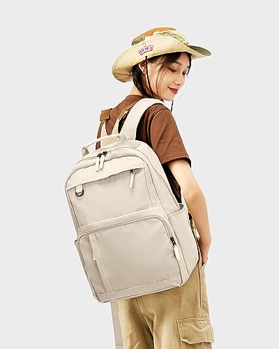 bergsalz White Laptop Backpack For Women Men Travel Backpack Carry On Backpack Casual Daypack Backpacks Lightweigt Waterproof College Essentials Backpack Work Teacher Backpack Purses For Women