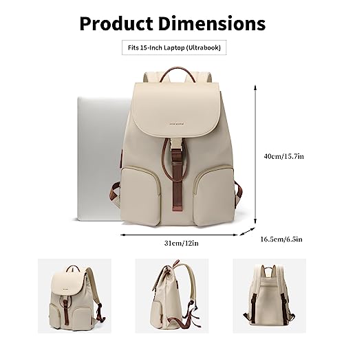 GOLF SUPAGS Laptop Backpack for Women College Computer Bag Work Travel Backpack Purse Fits 15 Inch Notebook (Apricot)