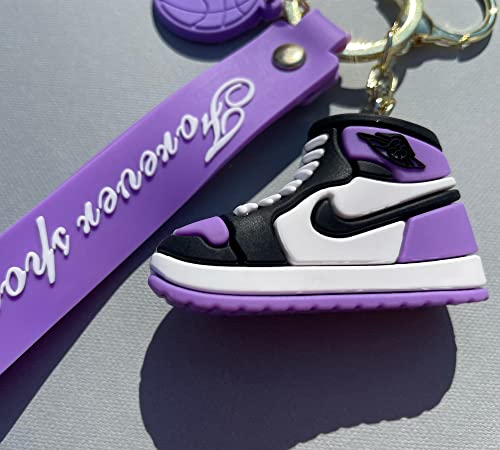 Sneaker Keychain, 3D Mini Basketball Shoe Keychains for Men Women Kids, Fashion Sports Keychains Gift for Sports Fan (KC-015-PURPLE)