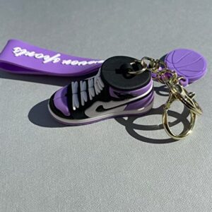 Sneaker Keychain, 3D Mini Basketball Shoe Keychains for Men Women Kids, Fashion Sports Keychains Gift for Sports Fan (KC-015-PURPLE)