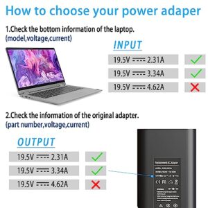 65W 19.5V 3.34A Laptop Charger Replacement for Dell Latitude 5400 5480 5590 5500 5490 5580 7280 7290 7480 7490 E5470 E5440 E6420 E6430 E6440 E6540 E7450 E7440 E7250 LA65NM130 AC Power Adapter