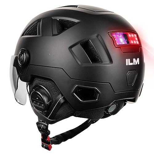 ILM Bluetooth Smart Bike Helmet Brake Warning LED Light Control NTA8776 CE CPSC Triple Certification Adult Bicycle Casco Men Women Matte Black Large X-Large