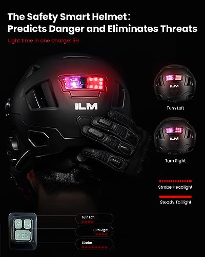 ILM Bluetooth Smart Bike Helmet Brake Warning LED Light Control NTA8776 CE CPSC Triple Certification Adult Bicycle Casco Men Women Matte Black Large X-Large