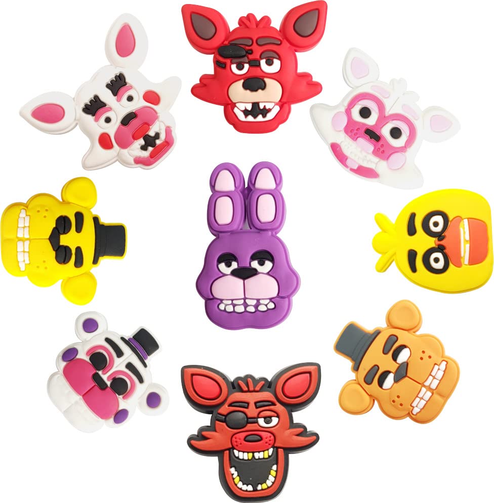 Five Nights Croc Charms For Fnaf - Video Game for Jibbitz for Crocs - Croc Charm for Fnaf for Men Women Boys Girls - Shoe Decoration Charms (1A)