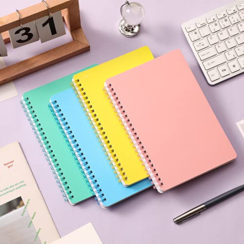 Spiral Notebook - 4 Pack Spiral Notebook, 5.6'' x 8.25'', 80 Sheets / 160 Pages Per Notebook, Spiral Notebook with Twin-Wire Binding, Journals for Women, College Ruled Notebooks with 4 Colors