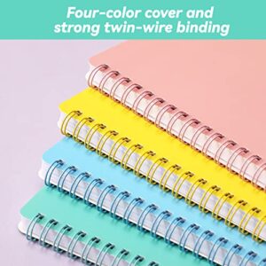 Spiral Notebook - 4 Pack Spiral Notebook, 5.6'' x 8.25'', 80 Sheets / 160 Pages Per Notebook, Spiral Notebook with Twin-Wire Binding, Journals for Women, College Ruled Notebooks with 4 Colors