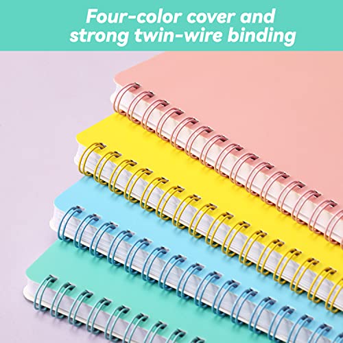 Spiral Notebook - 4 Pack Spiral Notebook, 5.6'' x 8.25'', 80 Sheets / 160 Pages Per Notebook, Spiral Notebook with Twin-Wire Binding, Journals for Women, College Ruled Notebooks with 4 Colors