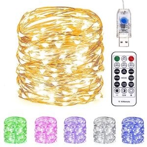 fairy lights 66 ft 200 led usb twinkle string lights plug in silver wire lights with remote and timer 8 modes outdoor waterproof starry lights diy party wedding christmas decoration（warm white）