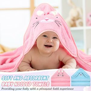 Mixweer 6 Pieces Baby Hooded Towels Coral Fleece Baby Bath Towel 31.5 x 31.5 Inch Absorbent Soft Bath Towel Baby Towel Set with Cute Design Baby Shower Towel Gift for Newborns, Infants and Toddlers