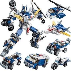 ENHANA 6 in 1 Building Block Transform Robot Vehicles Kids Toys,STEM Learning Building Bricks Plane Set for 6-12 Years Old Boys,Robot Building Toys Christmas Birthday Gifts for Boy Girls Kids,453PCS