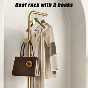 LWBLJX Gold Clothing Rack on Wheels, Rolling Garment Shelf with 3 Side Hooks and Storage Baskets, Free-Standing Display Hanging Coat Rack, 45x32x170 cm