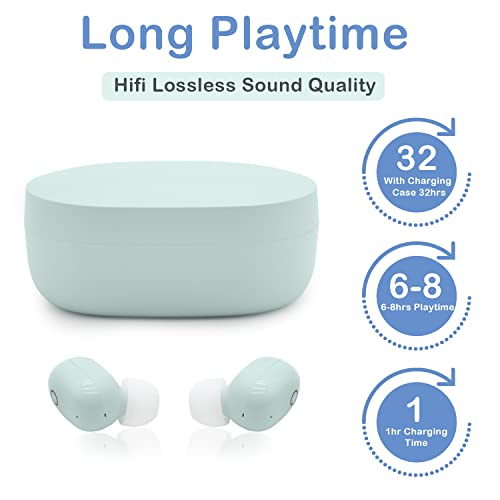 Wireless Earbuds Bluetooth 5.3 Headphones with Wireless Charging Case Touch Control Wireless Noise Cancelling Earbuds IPX5 Waterproof Stereo Headphones, Wireless Earbuds for iPhone/Android/iOS (Green)