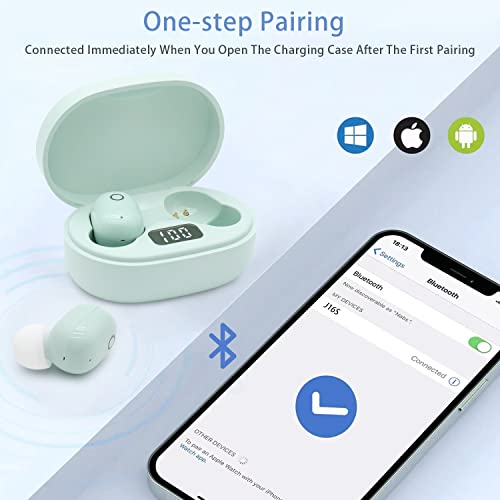 Wireless Earbuds Bluetooth 5.3 Headphones with Wireless Charging Case Touch Control Wireless Noise Cancelling Earbuds IPX5 Waterproof Stereo Headphones, Wireless Earbuds for iPhone/Android/iOS (Green)