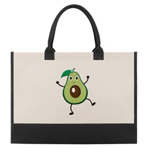 molycho personality avocardio embroidery shopping groceries cotton bag gift for teacher library reusable multipurpose