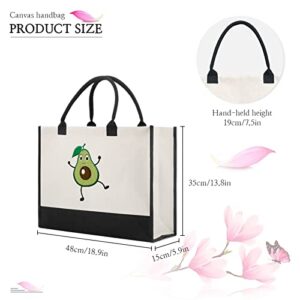 MOLYCHO Personality Avocardio Embroidery Shopping Groceries Cotton Bag Gift For Teacher Library Reusable Multipurpose