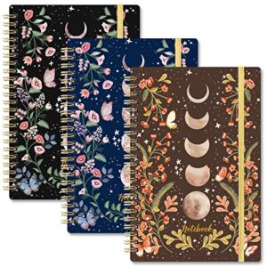 spiral notebook - 3 pack a5 notebooks spiral bound with back pocket, lined journal notebook, spiral journal for women, 5.7" x 8.4", 160 pages, college ruled writing notebook, 100gsm paper, for office & school