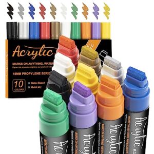 sistavo graffiti markers paint markers 15mm jumbo felt tip 10 pack colored tagging markers graffiti supplies acrylic paint markers pens for plastic, wood, rock, metal and glass permanent marking (10)