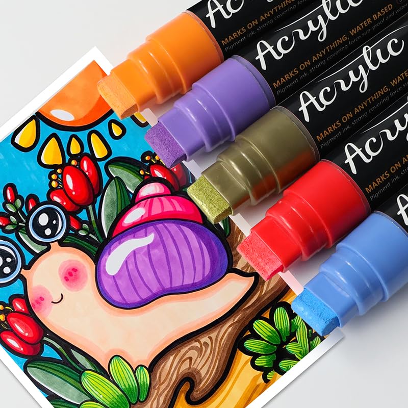 Sistavo Graffiti Markers Paint Markers 15mm Jumbo Felt Tip 10 Pack Colored Tagging Markers Graffiti Supplies Acrylic Paint Markers Pens for Plastic, Wood, Rock, Metal and Glass Permanent Marking (10)