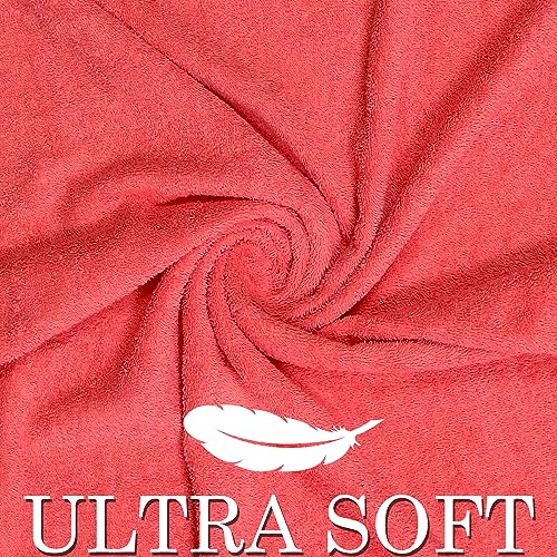 Bath Towels Set-100% Cotton-2 Bath Towels, 2 Hand Towels & 2 Washcloths-Large, Quick Dry, Absorbent, Soft & Plush, Gym, Spa, Hotel, Shower Towels -6 Piece Luxury Bathroom Towels - Coral / Dark Coral