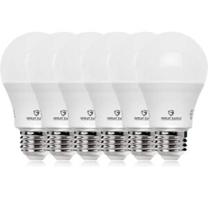 great eagle lighting corporation a19 led light bulb, 60w equivalent light bulbs, 9w 3000k soft white, non-dimmable led bulb, e26 standard base, energy efficient ul listed cec, 6 pack