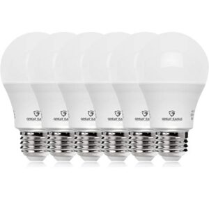 great eagle lighting corporation a19 led light bulb, 60w equivalent light bulbs, 9w 4000k cool white, non-dimmable led bulb, e26 standard base, energy efficient ul listed cec, 6 pack