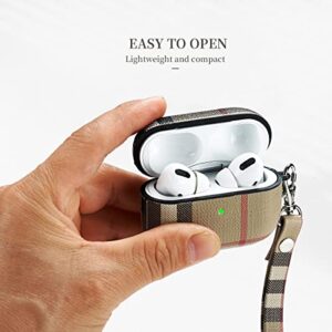 Luxury Case for AirPods Pro(1st & 2nd Generation), Fashion PU Shockproof Anti-Slip Protective Cover Accessories Set for Airpods Pro Case with Con Wrist Strap, and Keychain…