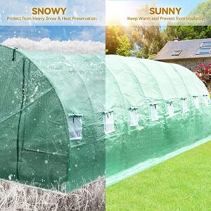 YITAHOME 26x10x7ft Greenhouse Large Heavy DutyOutdoor Greenhouses Walk in Tunnel Green House Portable Plant Gardening Upgraded Galvanized Steel Frame Ropes Zipper Doors 9 Crossbars Garden