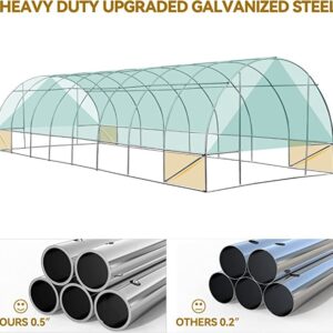 YITAHOME 26x10x7ft Greenhouse Large Heavy DutyOutdoor Greenhouses Walk in Tunnel Green House Portable Plant Gardening Upgraded Galvanized Steel Frame Ropes Zipper Doors 9 Crossbars Garden