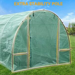 YITAHOME 26x10x7ft Greenhouse Large Heavy DutyOutdoor Greenhouses Walk in Tunnel Green House Portable Plant Gardening Upgraded Galvanized Steel Frame Ropes Zipper Doors 9 Crossbars Garden