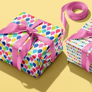 FIEHALA Happy Birthday Wrapping Paper Sheets for Girl Boy Kids - 12 Sheets with 4 Birthday Patterns - Pre cut & Folded Flat Design (20 inch × 27.5 inch per sheet)