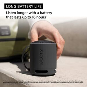 Sony SRS-XB100 Wireless Bluetooth Portable Lightweight Super-Compact Travel Speaker, Extra-Durable IP67 Waterproof & Dustproof, 16 Hour Battery, Versatile Strap, and Hands-Free Calling, Black New