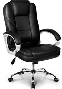 neo chair office chair computer desk chair gaming - ergonomic high back cushion lumbar support with wheels comfortable jet black leather racing seat adjustable swivel rolling home executive