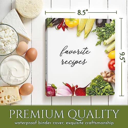 Recipe Binder Ultimate Set 8.5 x 9.5 (12 Category Divider Tabs, 25 Full Pages & 50 Cards with Protective Plastic Sleeves, Gift Box, Labels)