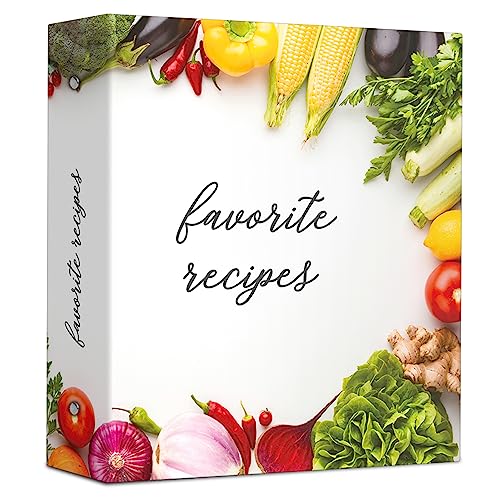 Recipe Binder Ultimate Set 8.5 x 9.5 (12 Category Divider Tabs, 25 Full Pages & 50 Cards with Protective Plastic Sleeves, Gift Box, Labels)