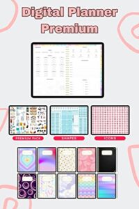 undated goodnotes planner, monthly digital planner, goodnotes template, digital bullet journal pdf, goodnotes stickers boho 2023