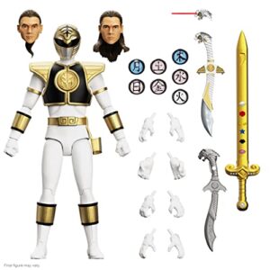 super7 ultimates mighty morphin power rangers white ranger - 7" power rangers action figure with accessories - super7 classic tv show collectibles and retro toys