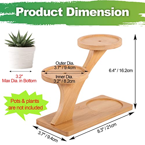 FAHAWEL Tabletop Bamboo Succulent Plant Stand Indoors Desktop Window Sill Plant Shelf 2 Packs, Small Mini Cute 3 Tier Plant Holder for Indoor Plants Table Top Desk Tiered Planter Flower Pot Holder