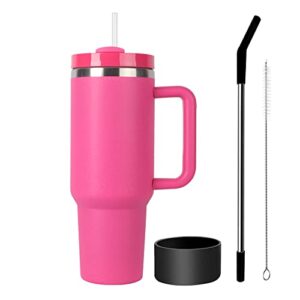 40 oz tumbler with handle and straw lid,stainless steel travel mug water bottle cup,reusable insulated vacuum splashproof cup,for car,home,office,gifts