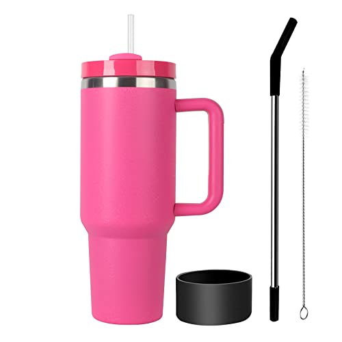 40 oz Tumbler with Handle and Straw Lid,Stainless Steel Travel Mug Water Bottle Cup,Reusable Insulated Vacuum splashproof Cup,for Car,Home,Office,Gifts