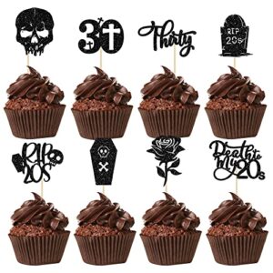 24 pack rip 20s cupcake toppers death to my 20s cupcake toppers rip to my 20s birthday decorations death to my twenties party decorations men women 30th birthday cupcake toppers party decorations