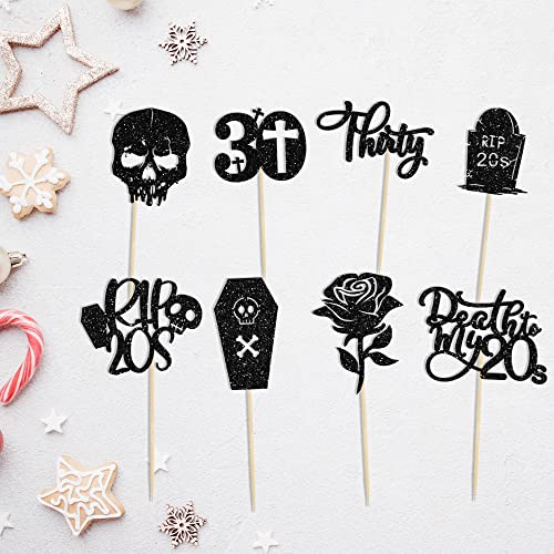 24 Pack RIP 20s Cupcake Toppers Death to My 20s Cupcake Toppers RIP to My 20s Birthday Decorations Death to My Twenties Party Decorations Men Women 30th Birthday Cupcake Toppers Party Decorations