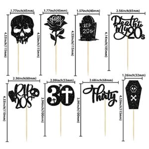 24 Pack RIP 20s Cupcake Toppers Death to My 20s Cupcake Toppers RIP to My 20s Birthday Decorations Death to My Twenties Party Decorations Men Women 30th Birthday Cupcake Toppers Party Decorations