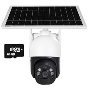 solar powered outdoor security camera wireless wifi 1080p spotlight night vision two-way audio motion detection cloud local storage