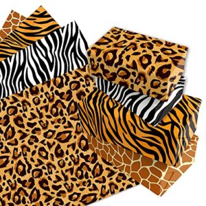 16 sheets leopard animal print gift wrapping paper jungle safari animal print wrapping paper set 3 design jungle zoo animal print party supplies for safari zoo birthday party supplies 20'' x 27''