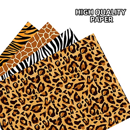 16 Sheets Leopard Animal Print Gift Wrapping Paper Jungle Safari Animal Print Wrapping Paper Set 3 Design Jungle Zoo Animal Print Party Supplies for Safari Zoo Birthday Party Supplies 20'' x 27''