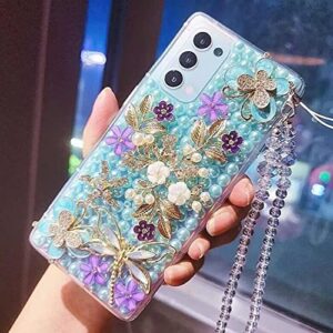 redecarie for galaxy note 10 plus bling diamond rhinestone flowers case,women girls kids luxury glitter shiny sparkle protective floral phone case for samsung galaxy note 10 plus