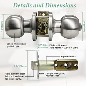 SUNTAI Exterior/Interior Ball Door Knobs with Lock and Key, for Privacy Bedroom/Entrance, Satin Nickel