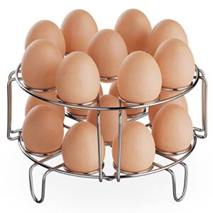 gslife egg steamer rack - stainless steel trivet for 6, 8 quart pressure cooker, compatible for instant pot accessories, cooks 18 eggs, stackable steaming holders for eggs, 2 packs