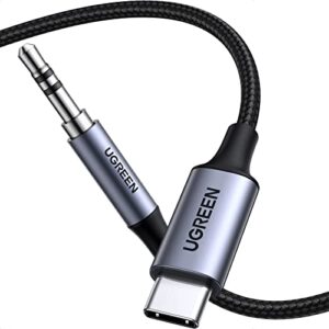 ugreen usb c to 3.5mm audio adapter hi-fi stereo type c to aux headphone male cord car auxiliary cable compatible with iphone 15 pro max/15 pro/15 plus, galaxy s23 ultra ipad pro air pixel 7, 10ft